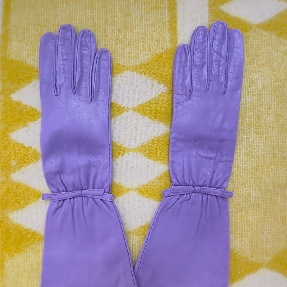 Barneys New York Purple Leather Gloves